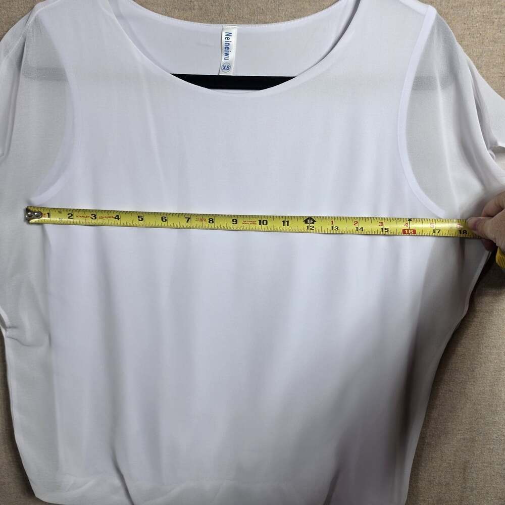 Neineiwu Womens XS Short Sleeve Sheer Shell PolySpandex Layered Look Blouse Top - Picture 5 of 9